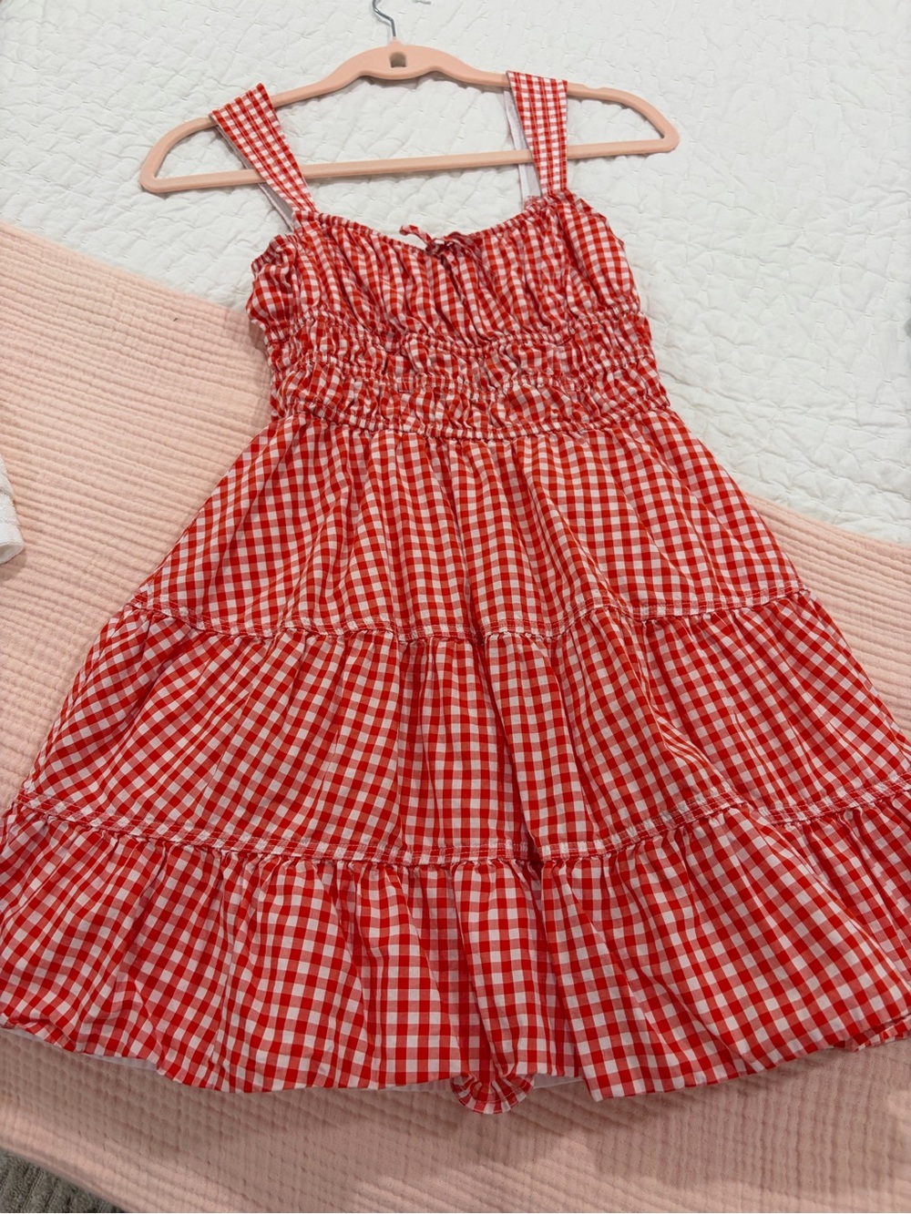 Sunday Best Red Gingham Tiered Sundress